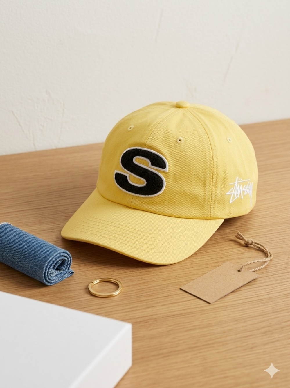 Stussy Yellow Baseball Cap with Black 'S' Patch